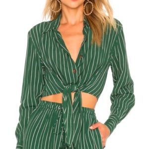 Faithfull the Brand Green and White Striped Tier Tie Top